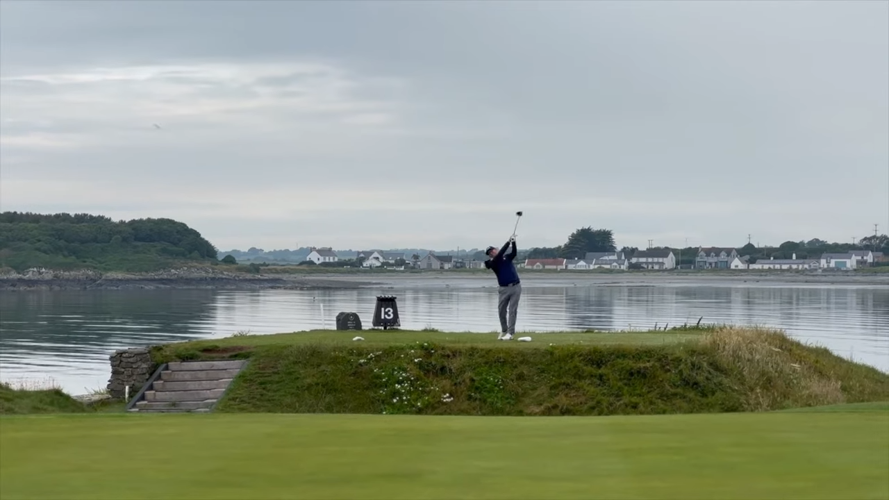 golf swinging, man on the lake